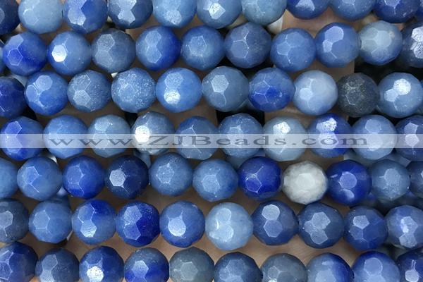 AVEN02 15 inches 8mm faceted round blue aventurine gemstone beads