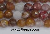 CAG9911 15.5 inches 6mm faceted round red moss agate beads