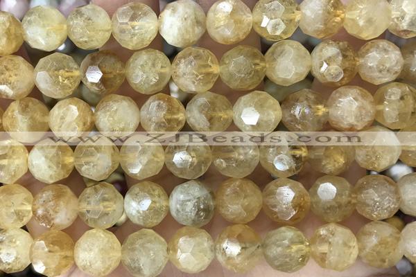 CITR01 15 inches 10mm faceted round citrine gemstone beads