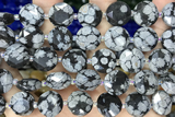 COIN06 15 inches 12mm faceted coin snowflake obsidian beads