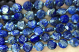 COIN09 15 inches 10mm faceted coin lapis lazuli beads