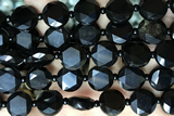 COIN102 15 inches 12mm faceted coin black obsidian beads