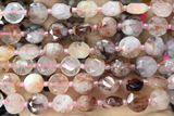 COIN11 15 inches 11mm faceted coin pink quartz beads