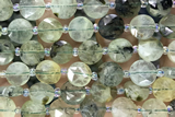 COIN16 15 inches 10mm faceted coin green rutilated quartz beads