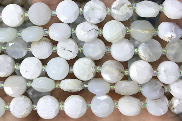 COIN18 15 inches 10mm faceted coin opal gemstone beads