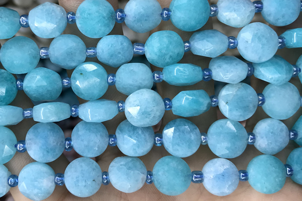 COIN29 15 inches 10mm faceted coin jade gemstone beads