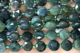 COIN33 15 inches 10mm faceted coin moss agate beads