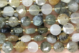 COIN35 15 inches 10mm faceted coin phantom quartz beads