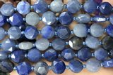 COIN36 15 inches 10mm faceted coin blue aventurine beads