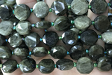 COIN60 15 inches 12mm faceted coin golden obsidian beads