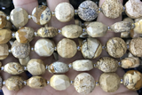 COIN61 15 inches 12mm faceted coin picture jasper beads
