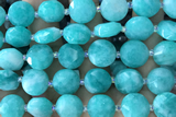 COIN66 15 inches 12mm faceted coin jade chrysocolla beads