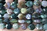 COIN75 15 inches 12mm faceted coin Indian agate beads