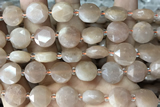 COIN87 15 inches 12mm faceted coin moonstone gemstone beads