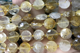 COIN89 15 inches 12mm faceted coin scenic quartz gemstone beads