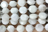 COIN93 15 inches 12mm faceted coin white moonstone beads