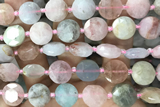COIN94 15 inches 12mm faceted coin morganite gemstone beads