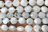 COIN95 15 inches 12mm faceted coin white moonstone beads