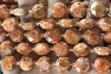 COIN96 15 inches 12mm faceted coin peach calcite beads