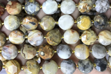COIN99 15 inches 12mm faceted coin yellow crazy lace agate beads