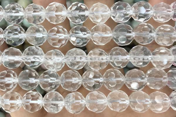 CRYS01 15 inches 10mm faceted round white crystal gemstone beads
