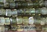 CUBE01 15 inches 2.5mm faceted cube green garnet beads