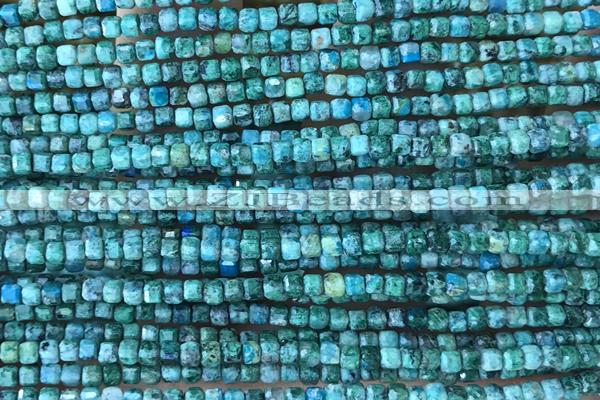 CUBE03 15 inches 2.5mm faceted cube chrysocolla gemstone beads