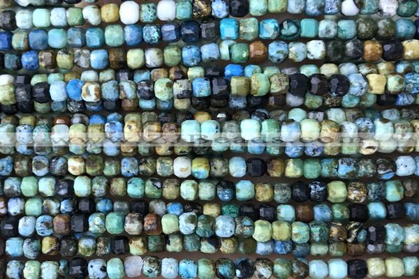 CUBE06 15 inches 3mm faceted cube chrysocolla gemstone beads