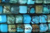 CUBE08 15 inches 3mm faceted cube turquoise gemstone beads