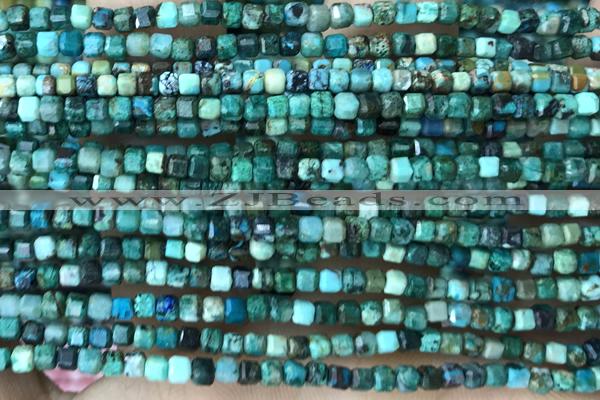 CUBE09 15 inches 2.5mm faceted cube turquoise gemstone beads