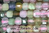 CUBE100 15 inches 2.5mm faceted cube tourmaline gemstone beads