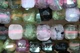 CUBE103 15 inches 3mm faceted cube tourmaline gemstone beads