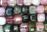 CUBE104 15 inches 3mm faceted cube tourmaline gemstone beads