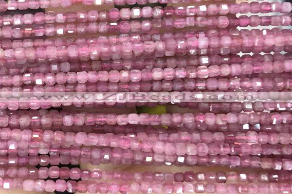 CUBE107 15 inches 2.5mm faceted cube tourmaline gemstone beads