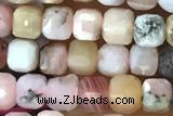 CUBE11 15 inches 3mm faceted cube pink opal gemstone beads