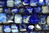 CUBE114 15 inches 3mm faceted cube lapis lazuli beads