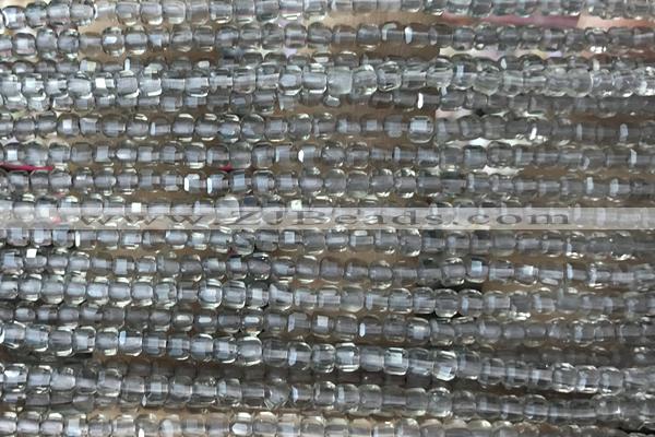CUBE12 15 inches 2mm faceted cube smoky quartz gemstone beads