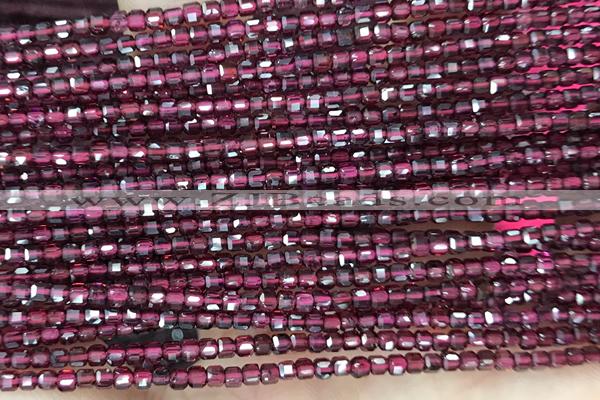 CUBE122 15 inches 2 mm faceted cube garnet gemstone beads