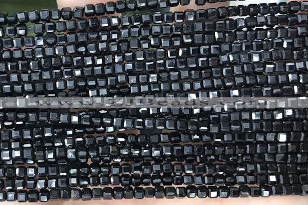 CUBE125 15 inches 2.5mm faceted cube black tourmaline gemstone beads