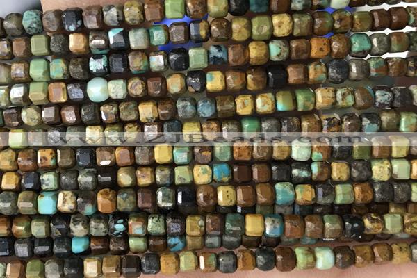 CUBE126 15 inches 3mm faceted cube turquoise gemstone beads