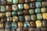 CUBE127 15 inches 2.5mm faceted cube turquoise gemstone beads