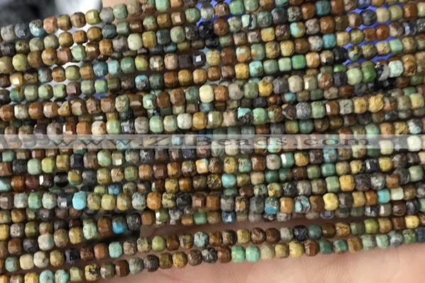 CUBE127 15 inches 2.5mm faceted cube turquoise gemstone beads