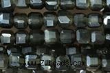 CUBE13 15 inches 2.5mm faceted cube golden obsidian gemstone beads