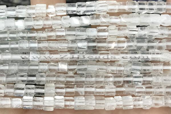 CUBE131 15 inches 4mm cube white crystal gemstone beads