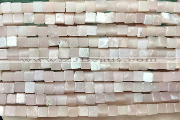 CUBE132 15 inches 4mm cube Chinese pink opal beads