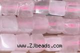 CUBE133 15 inches 4mm cube rose quartz gemstone beads