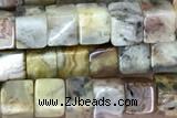 CUBE135 15 inches 4mm cube yellow crazy lace agate beads