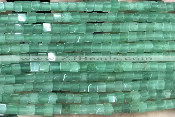 CUBE136 15 inches 4mm cube green aventurine gemstone beads