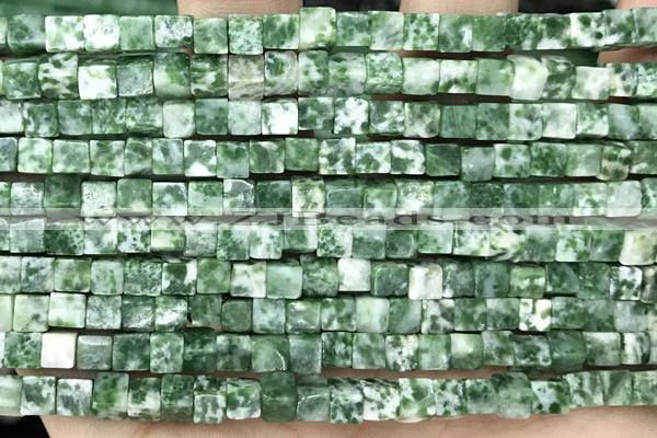 CUBE137 15 inches 4mm cube Qinghai jade gemstone beads