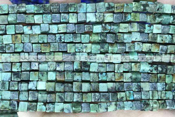 CUBE139 15 inches 4mm cube african turquoise gemstone beads